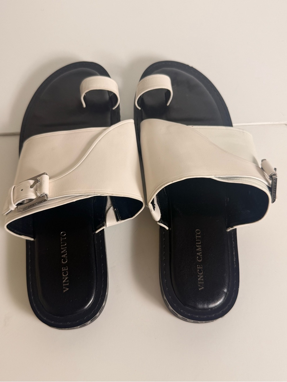 Vince Camuto White Toe Ring Slide Sandals with Studded Sole – Women’s - Picture 9 of 11